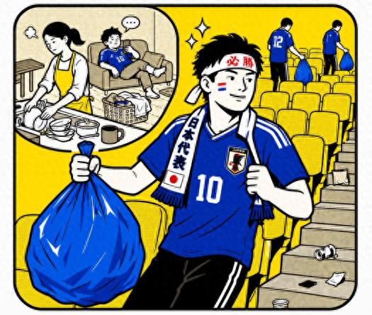 2026世界杯日本球迷捡垃圾被赞，本国人却吐槽：家里咋不干